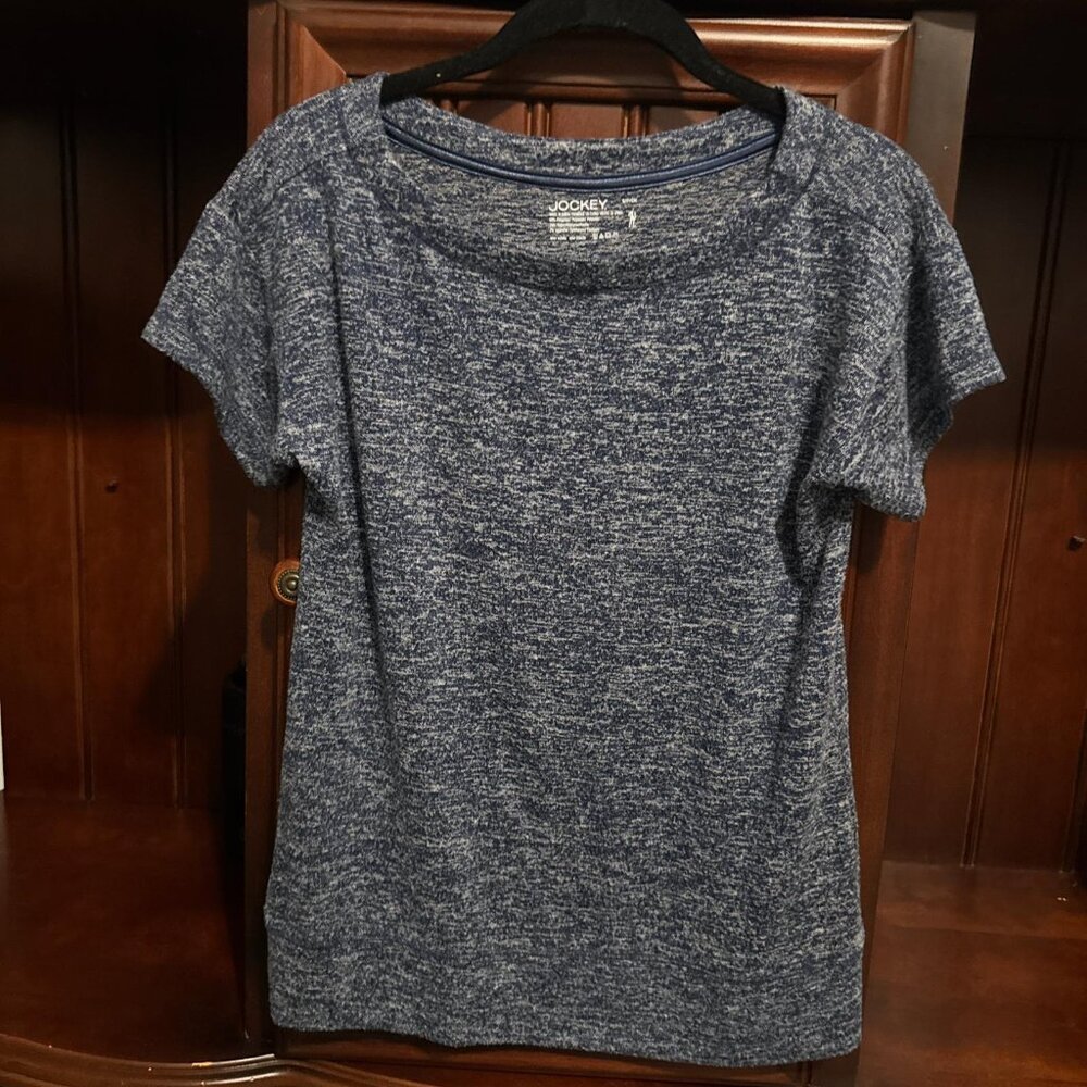 White and blue casual sportswear t-shirt